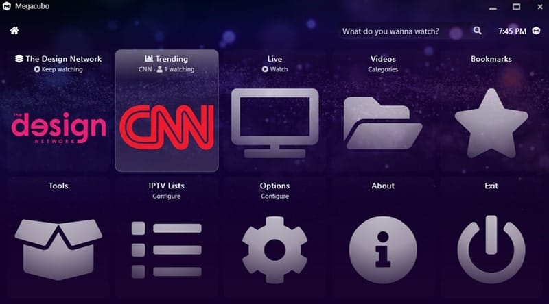 Screenshot of Megacubo player on IPTV Screen